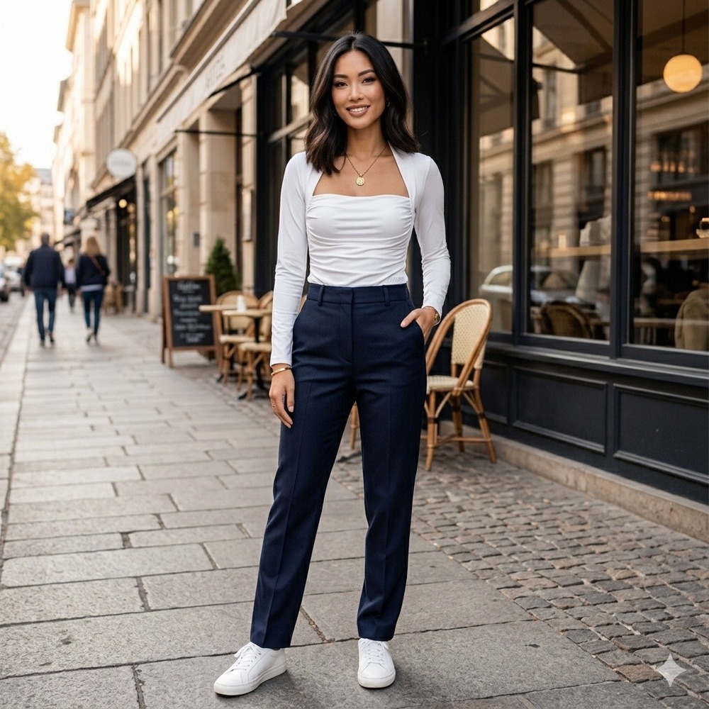 Aritzia White Long-Sleeve Square-Neck Top